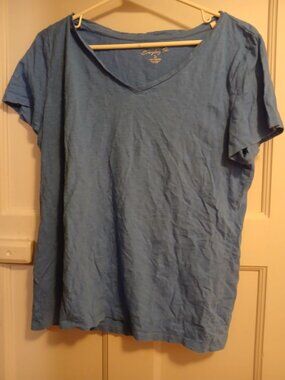 Sonoma Life +Style Everyday Tee Womens L 100% Cotton Blue Short Sleeve Shirt